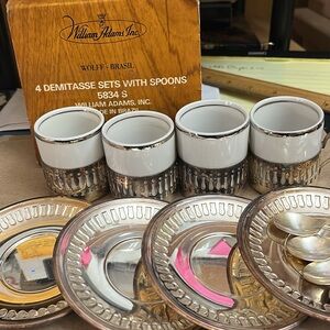 William Adams Demitasse Set with Spoons & saucers. Service for 4. Brazil. Wolff.
